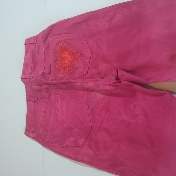 Escada Pink Ombre Tie Dye Embroidered Heart Straight Leg Jeans A23 - Picture 7 of 7
